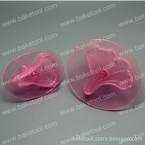 Plastic 2pcs Surfinia Cake Fondant Plunger Cutter Cookie Cutter Mold Set in Transparent Pink